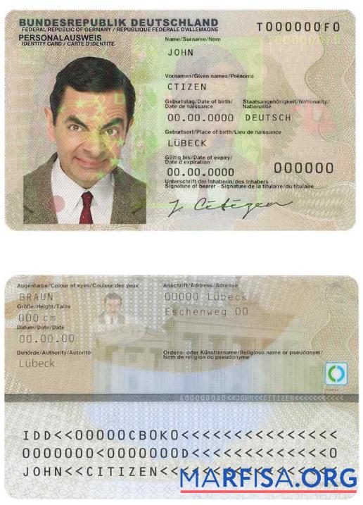 Downloadable Germany ID template